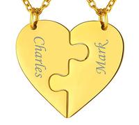 Suplight Collana Donna Personalizzata a Cuore Divisio con Nome in 2 pezzi collana oro donna Acciaio Inossidabile Collana Puzzle collana coppia personalizzata Regalo Natale San Valentino