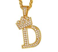 Suplight Collana Iniziale D Placcata in Oro 18K - Catena Acciaio Inossidabile 56cm Collana Donna Oro - Regalo per Donna e Mamma