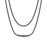 Suplight Collana Nera da Uomo e Donna a Catena Serpente Catenina Donna in Acciaio Inossidabile Placcato Nero Sottile 2mm Lunghezza 46cm Collana Uomo Acciaio Catena Unisex con Confezione Regalo