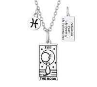 Suplight Collana Tarocchi Arcani Maggiori Ciondolo La Luna Acciaio Inossidabile Amuleto Donna e Uomo