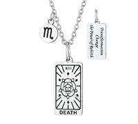 Suplight Collana Tarocchi Arcani Maggiori Ciondolo Tarocchi La Morte Carta Portafortunato Acciaio Inossidabile Amuleto per Donna e Uomo