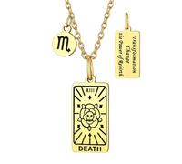 Suplight Collana Tarocchi Arcani Maggiori Ciondolo Tarocchi La Morte Placcato Oro Acciaio Inossidabile Carte dei Tarocchi Amuleto per Donna e Uomo
