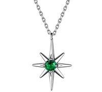 Suplight Collanina Argento 925 Donna Ciondolo Donna Argento 925，Collana Nascita Smeraldo Maggio Punto Luce Confezione Regalo