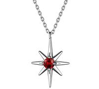 Suplight Collanine Argento Donna Sottili Collana Rubino Rosso, Collana con Rubino Rosso Granato Gennaio Punto Luce Confezione Regalo
