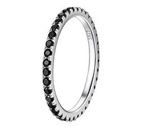 Suplight Fedina Donna Argento 925 Anello a Fascia Argento con Brillantini Zirconi Neri Fedina Fidanzamento Coppia Anello di Matrimonio Matrimonio Misura 25