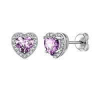 Suplight Orecchini a Lobo Argento 925 Cuore, Orecchini con Ametista, Orecchini con Pietre Viola Alessandrite Giugno, Accessori Elegante con Confezione Regalo