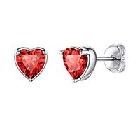Suplight Orecchini Cuore Rosso, Orecchini con Granato, Orecchini Lobo Argento 925 Granato Rubino Luglio, Orecchini Rossi Orecchini Donna Cuore con Confezione Regalo