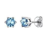 Suplight Orecchini Donna Acquamarina, Orecchini Argento Acquamarina, Orecchini Argento con Pietra Acquamarina Marzo, Orecchini Argento Donna Orecchini Punto Luce con Confezione Regalo