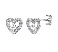 Suplight Orecchini Donna Argento 925 a Cuore Orecchini Lettera A Orecchini Cuore Orecchini Iniziale del Nome Orecchini Argento Donna Orecchini con Zirconia Regalo Donna Ragazza
