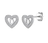 Suplight Orecchini Donna Argento 925 a Cuore Orecchini Lettera D Orecchini Cuore Orecchini Argento Donna Orecchini Iniziale del Nome Orecchini Cuore Regalo Donna Ragazza