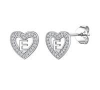 Suplight Orecchini Donna Argento 925 a Cuore Orecchini Lettera E Orecchini Cuore Orecchini Argento Donna Orecchini Iniziale del Nome Orecchini con Zirconia Regalo Donna Ragazza