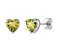 Suplight Orecchini Donna Cuore Argento 925, Orecchini con Topazio Giallo Citrino Orecchini Peridoto Agosto, Orecchini Argento 925 Donna Orecchini Donna con Confezione Regalo