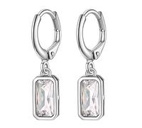 Suplight Orecchini Donna Diamante Quadarta, Orecchini Donna Argento 925 Diamante Zirconia, Orecchini Donna Argento 925 Diamante Aprile Orecchini Lobo Donna con Confezione Regalo