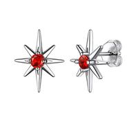 Suplight Orecchini Stella Rosso, Orecchini con Granato, Orecchini Lobo Argento 925 Granato Rubino Luglio, Accessori Elegante con Confezione Regalo