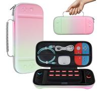 Supmay Carrying Case for Nintendo Switch 2(2025), Protective Hard Shell Portable Travel Carry Case Pouch Holds with 5 Game Cartridges and Mesh Pocket for Switch 2 Accessories, Fancy Pink Green