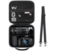 Supmay Caso di viaggio duro per Canon EOS Rebel T7 Fotocamera DSLR/EOS R50 / R6 Mark II / R100 / R50V / R8 / R7 / R10 Fotocamera senza specchio, obiettivo, treppiede con 3 divisori e spalla, Nero