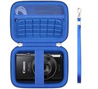Supmay Custodia da trasporto per fotocamera Canon IXUS 285 HS/PowerShot IXY 650/ELPH 360, custodia protettiva per IXUS 285 HS con cinturino da polso, tasca in rete per batteria, cavo USB, Blu