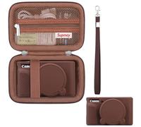 Supmay Custodia per fotocamera Canon PowerShot SX740 HS, SX730 HS, custodia rigida*1 + custodia morbida in silicone*1, custodia protettiva morbida in silicone con copriobiettivo rimovibile, Marrone