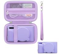 Supmay Custodia per fotocamera Canon PowerShot SX740 HS, SX730 HS,custodia rigida*1+custodia morbida in silicone*1,custodia protettiva morbida in silicone con copriobiettivo rimovibile, Viola
