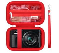 Supmay Custodia per fotocamera Panasonic LUMIX DC-TZ99E-K/DC-TZ300E, fotocamera compatta da viaggio con zoom/LX10 TZ200D TZ200 TZ80D TZ80 TZ100 TZ70 TZ60, custodia protettiva con tasca in rete, Rosso