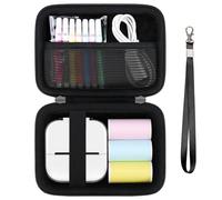 Supmay Custodia rigida compatibile con Memoking T02 / Ponek T02 / Phomemo T02 Mini stampante Sticker Maker, custodia con tasca in rete per carta adesiva T02 Mini stampante T02, cavo USB, nero