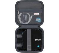 Supmay Custodia rigida per etichettatrice compatta DYMO LetraTag 200B Bluetooth, borsa portaoggetti con tasca in rete con cerniera per etichette nastri, batterie, cavo di ricarica, nero