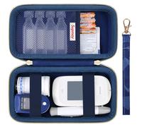 Supmay Forniture per diabetici, custodia rigida per diabetici, borsa organizer per kit di test per diabete, monitor glicemia con strisce reattive per glucometro per zucchero nel sangue, lancette, blu