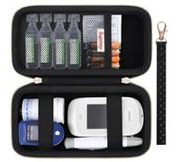 Supmay Forniture per diabetici, custodia rigida per diabetici, borsa organizer per kit di test per diabete, monitor glicemia con strisce reattive per glucometro per zucchero nel sangue, lancette, nero