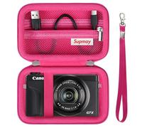 Supmay Hard Travel Case per fotocamera digitale Canon Powershot G7 X Mark II / G7 X Mark III, Borsa di stoccaggio protettiva con tasca in rete a cerniera per batteria, cavo di ricarica, Rosso rosa
