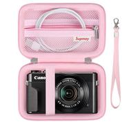 Supmay Hard Travel Case per fotocamera digitale Canon Powershot G7 X Mark II / G7 X Mark III, Borsa di stoccaggio protettiva con tasca in rete a cerniera per batteria, cavo di ricarica, Rosa