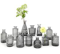 SUPMIND Set di 12 vasi per boccioli neri, piccoli vasi da fiori per centrotavola, mini vaso vintage per matrimoni rustici, casa, decorazione da tavolo