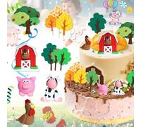SUpoetry 11 Pezzi Cake Topper per Festa in Fattoria, Decorazioni Torta FattoriaDecorazioni per Torte con Animali da Fattoria, Fattoria Cake Topper per Compleanni di Bambini, Feste in Fattoria