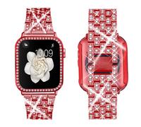 SUPOIX compatibile con Apple Watch Band 42mm + Custodia da donna con cinturino in metallo di ricambio con diamanti e custodia protettiva in morbi