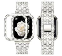Supoix Compatibile con Apple Watch Band 44 mm + custodia, gioielli da donna Bling Diamond strass cinturino in metallo e morbida custodia protettiva in TPU per iWatch Serie 6/5/4/SE (Starlight)