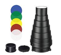 SUPON Lega di alluminio Conica Studio Snoot Kit con griglia a nido d'ape e 5 pz filtri di colore per Bowens Mount Strobe Moonlights Flash Speedlight Fotografia Luce