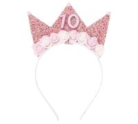 SuPoo Decorazioni per 10° compleanno per ragazza 10° compleanno ragazza fascia corona di compleanno per ragazze fascia per capelli glitterata per festa 10 anni decorazioni di buon compleanno fiore