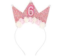 SuPoo Decorazioni per 6° compleanno per ragazza, 6° compleanno, corona di compleanno per ragazze, fascia per capelli glitterata per feste di 6 anni, decorazioni per buon compleanno, tiara da