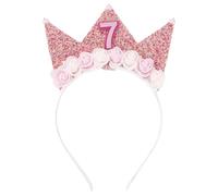 SuPoo Decorazioni per 7° compleanno per ragazza 7° compleanno ragazza fascia corona di compleanno per ragazze fascia per capelli glitterata per festa di 7 anni decorazioni di buon compleanno fiore