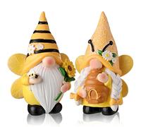 SUPOOBE Chunful 2 Pcs Bee Gnomes Decorations Resin Honey Bee Gnomes Kitchen Home Ornaments Bumble Gnomes Summer Fall Gnomes Decor Spring Sunflower Gnome Funny Swedish Tomte Gnome Table Figurines