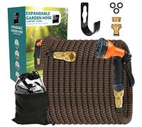 Supply Cube - Tubo da giardino espandibile da 1,5 m, con 8 modalità di spruzzo, tubo retrattile anti-perdite con connettore in ottone da 1,9 cm, tubo espandibile multiuso, nero e arancione