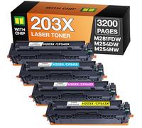 Supply Guy 203X Toner compatibile con HP Color LaserJet Pro MFP M281fdw M254dw M281fdn M280nw M254nw sostituisce HP 203X 203A - (4x cartucce toner con chip CF540X CF541X CF542X CF543X)