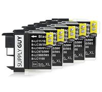 Supply Guy 5 XL cartucce compatibili con Brother LC1100 LC1100bk Nero per DCP-145c DCP-195c DCP-165c MFC-250c MFC-490cw MFC-5490cn MFC-5890cn MFC-6490cw MFC-255cw MFC-290c MFC-295cn MFC-297c