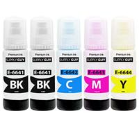 Supply Guy CInchiostro compatibili con Epson 664 per EcoTank ET-2500 ET-2550 ET-2600 ET-2650 ET-3600 ET-4500 (5 Flaconi di Inchiostro da 5x70ml)