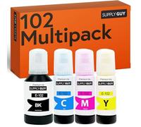 Supply Guy Inchiostro compatibili con Epson 102 per EcoTank ET-4850 ET-2850 ET-2856 ET-3850 ET-4856 ET-15000 (4 Flaconi di Inchiostro da 1x127ml, 3x70ml)