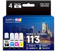 Supply Guy Inchiostro compatibili con Epson 113 per EcoTank ET-5150 ET-5170 ET-5800 ET-5850 ET-16150 ET-16650 (4 Flaconi di Inchiostro da 1x127ml, 3x70ml)