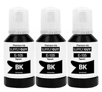 Supply Guy Inchiostro Nero pigmentato compatibili con Epson 105 106 per EcoTank ET-7700 ET-7750 L7160 L7180 (3 Flaconi di Inchiostro da 3x127ml)