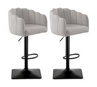 SUPPNEED Set di 2 sgabelli da bar con schienale, in lino, regolabili in altezza, per bancone della cucina, sedia da bar, barbiere, sgabello da cucina, sedie da pranzo girevoli (2, beige)