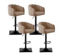 SUPPNEED Set di 4 sgabelli da bar con schienale, in lino, regolabili in altezza, per bancone della cucina, sedia da bar, sedia da barbiere, sgabello da cucina, sedie da pranzo girevoli (4, kaki)