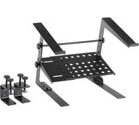 Pronomic Supporto per laptop LS-210 Deluxe – Regolabile, morsetti, ripiano, acciaio Nero
