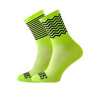 Support, Calzini da ciclismo da uomo, con tecnologia traspirante, in fibra antiscivolo, unisex, con motivi divertenti, Unisex - Adulto, Zig Zag Lime, 10-11 UK / 45-46 EU